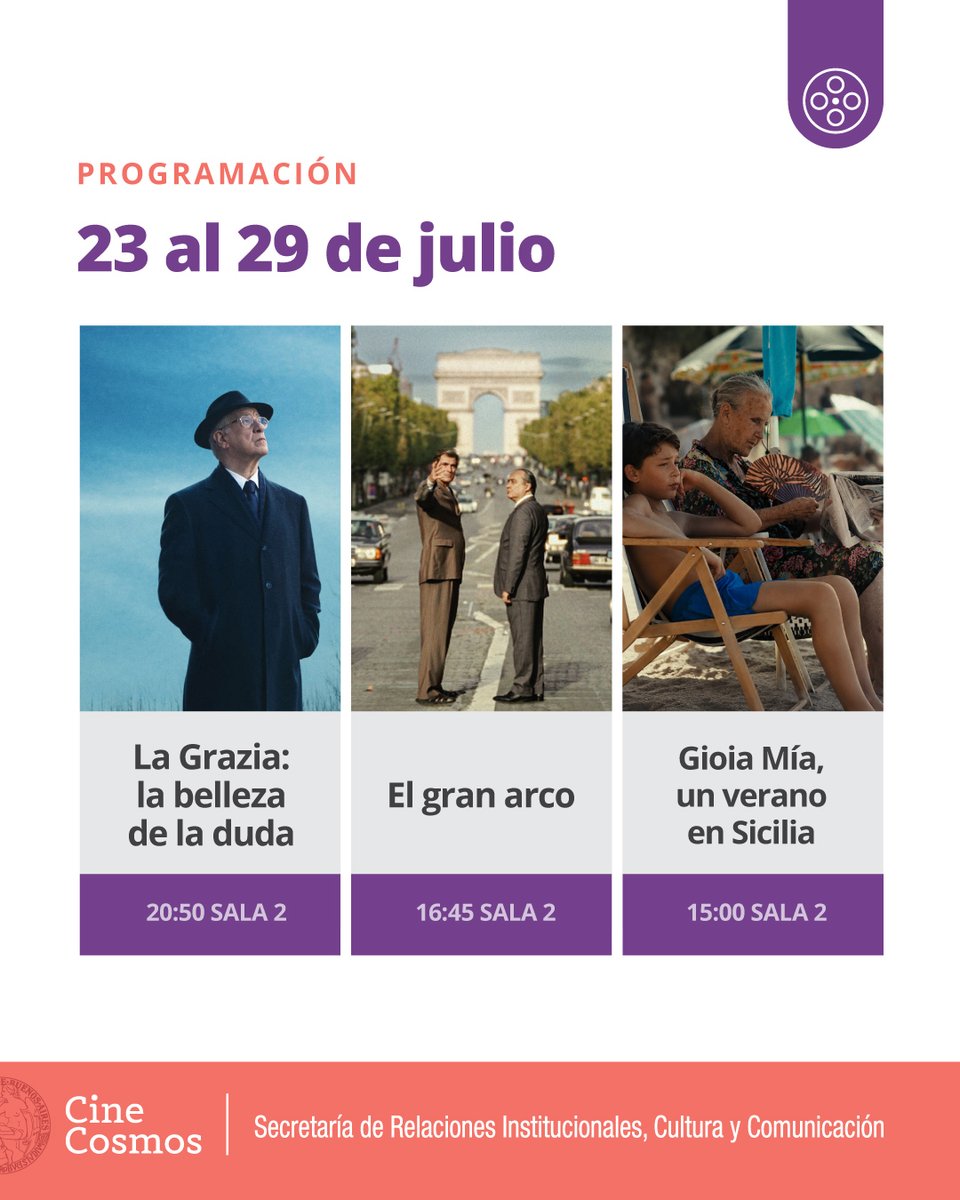 CosmosUBA's tweet photo. 🗓️ Agendá la #CarteleraCosmosUBA – del 23 al 29 de julio!

📍 Av. Corrientes 2046 
🎟️ Entradas en boletería el mismo día de la función
🎬 ¡Vení al #CosmosUBA! 

📲Mirá toda la info en https://t.co/ss3RqAOBtH https://t.co/EDKSf8ODBX