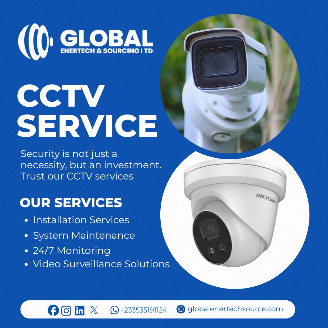 g_enertech's tweet photo. Peace of mind is just one camera away. 
CCTV solutions for homes and businesses 
Contact us on 0535191124

#globalenertech https://t.co/9xaO8Otje5
