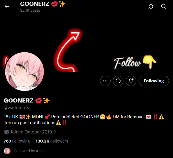 HanjisChair's tweet photo. WHO JUST SOLD THEY ACCOUNT CAUSE I KNOW I AINT FOLLOW NO "GOONERZ💋✨" TF 😭 https://t.co/MITU8w86My