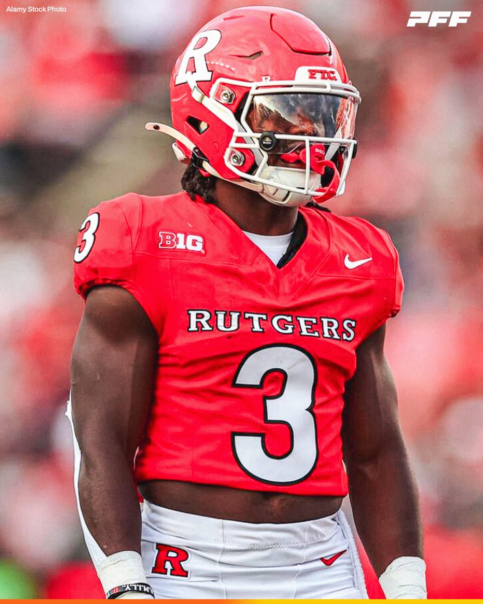 PFF_College's tweet photo. Rutgers RB Antwan Raymond Last Season:

🔴 884 Yards AFTER Contact
🔴 76 Missed Tackles Forced

Most Among All Big Ten RBs in BOTH Categories🔥 https://t.co/ZQMZNoUWHS