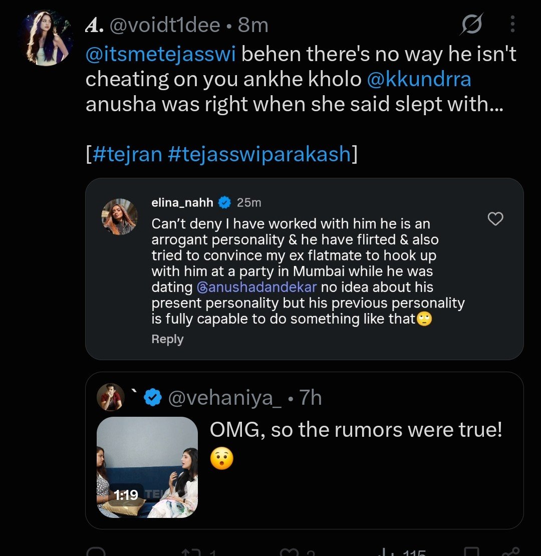 notaswift7's tweet photo. @blissfulspot The topic is viral like wildfire people r saying immense shit abt @kkundrra now neutrals to al bt u n ths hormonally dysfunctional spineless #TejRan fans n miss @itsmetejasswi n her paid fans r trolling u n these fans sharing edits instead of defending #KaranKundrra look at ths https://t.co/DS5JXTjLng