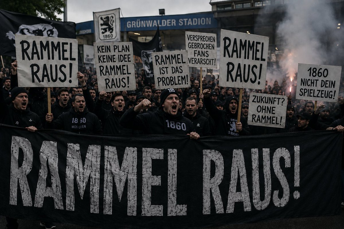 Creepy_Leon2007's tweet photo. 🚨 FANS FORDERN RAMMEL RAUS! 🚨

Nach der Niederlage gegen Preußen Münster platzte den 1860-Fans der Kragen. Vor dem Grünwalder Stadion protestierten zahlreiche Anhänger mit Schildern wie „RAMMEL RAUS!“ und forderten einen Neuanfang. Die Stimmung ist auf dem Tiefpunkt
#rammel1860 https://t.co/b2ZWsrUEG4
