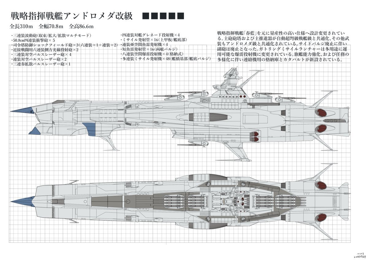 helical_kimz's tweet photo. こっちも上甲板の縁に目立たない形でカタパルトを設置してる。スペースが少ないので艦載機格納庫は第3主砲下に配置。 https://t.co/xzL1FmjDj5