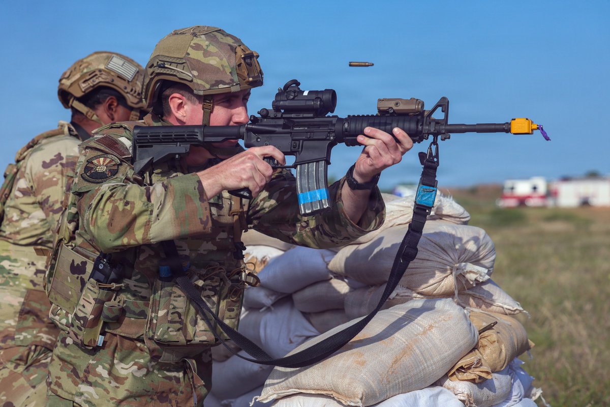 usairforce's tweet photo. Defenders at Sheppard AFB navigated FPV drone threats &amp; simulated ground attacks during exercise Silent Whisper. Mastering a 720-degree battlespace ensures our forces can secure any contested environment. 

See how they prepare for the modern fight 👇
https://t.co/pHhgC4Z2eJ https://t.co/ucVRXseVpb