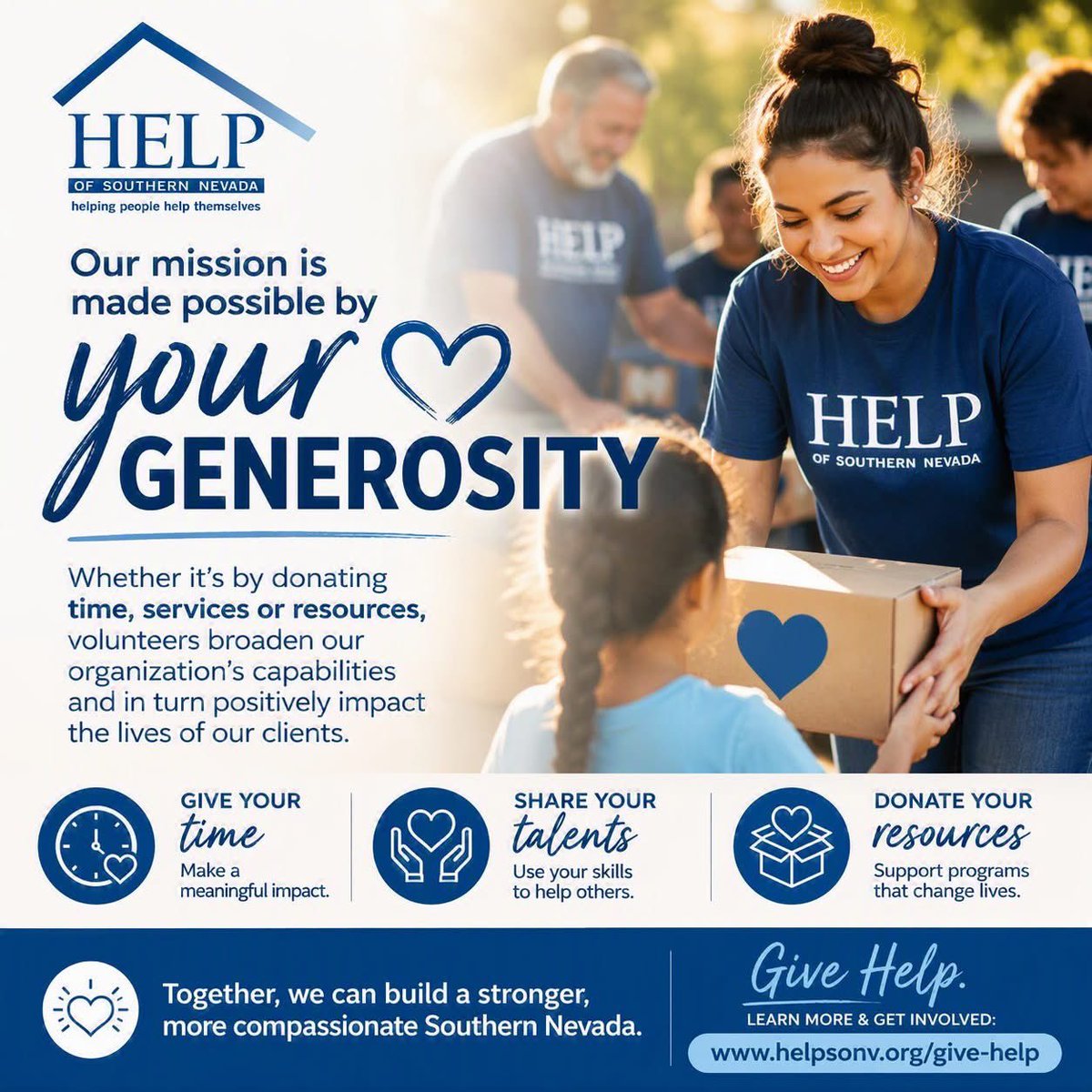 helpsonv's tweet photo. Every day, our mission is made possible by the generosity of supporters who give their time, talents, services, and resources to HELP those in need throughout Southern Nevada. 💙

Ready to make an impact? Learn how you can get involved: https://t.co/5YhD6ufSWL 

#CareGiveHELP https://t.co/u60lzkLGrn