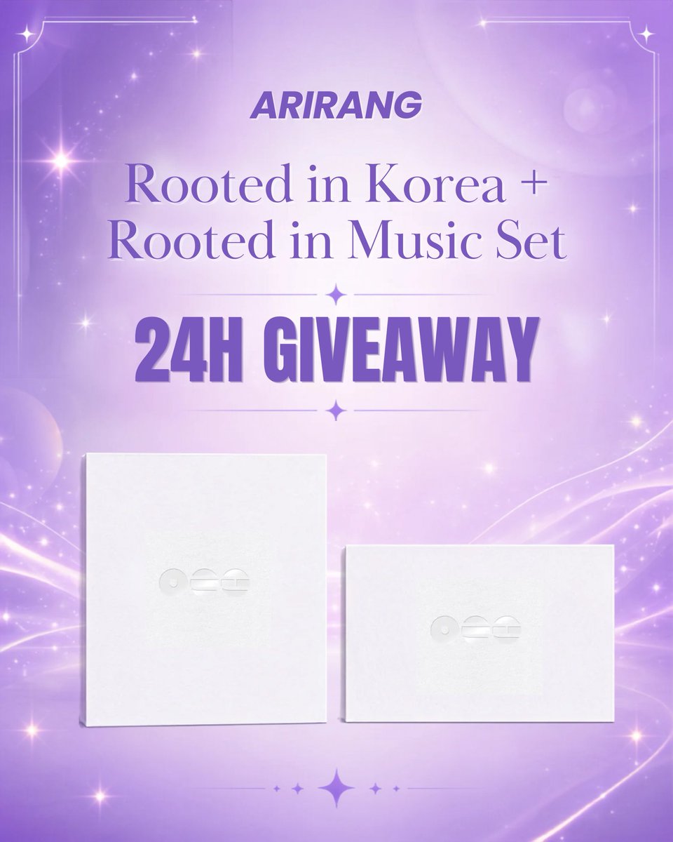 LottiesxWorld's tweet photo. ⭐️ 24h ARIRANG SET Giveaway ⭐️

✧ Follow @lottiesxworld
✧ RT &amp; Like
✧ Tag ARMY!

worldwide | ends in 24h https://t.co/Brgusi2pBi