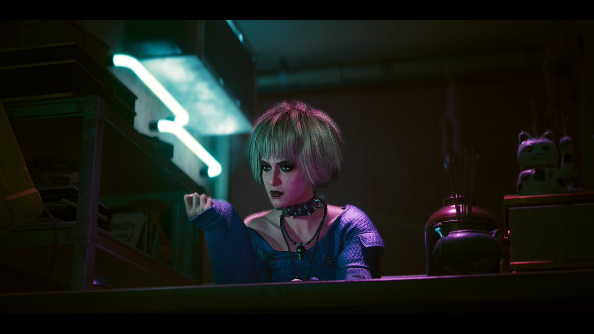 netwatchnetrunr's tweet photo. Category: Place 
Misty’s Esoterica 

Out of all the places in Night City, Marina feels safe and at peace in Misty’s Esoterica. It has that everything is going to be alright kind of feel to it. Accompanied by the chimes we hear.

#CyberpunkVPChallenge
#CyberpunkVPChallengeWeek1 https://t.co/jnJwSTXZF7