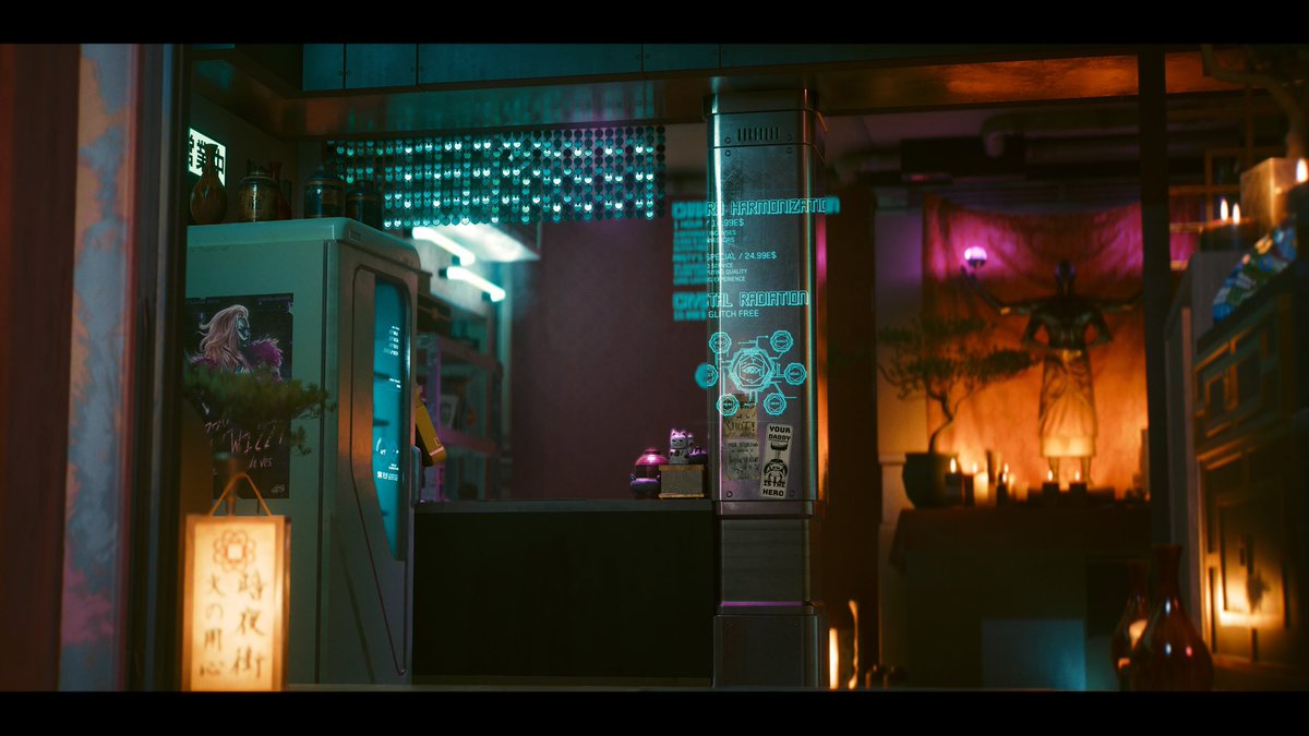 netwatchnetrunr's tweet photo. Category: Place 
Misty’s Esoterica 

Out of all the places in Night City, Marina feels safe and at peace in Misty’s Esoterica. It has that everything is going to be alright kind of feel to it. Accompanied by the chimes we hear.

#CyberpunkVPChallenge
#CyberpunkVPChallengeWeek1 https://t.co/jnJwSTXZF7