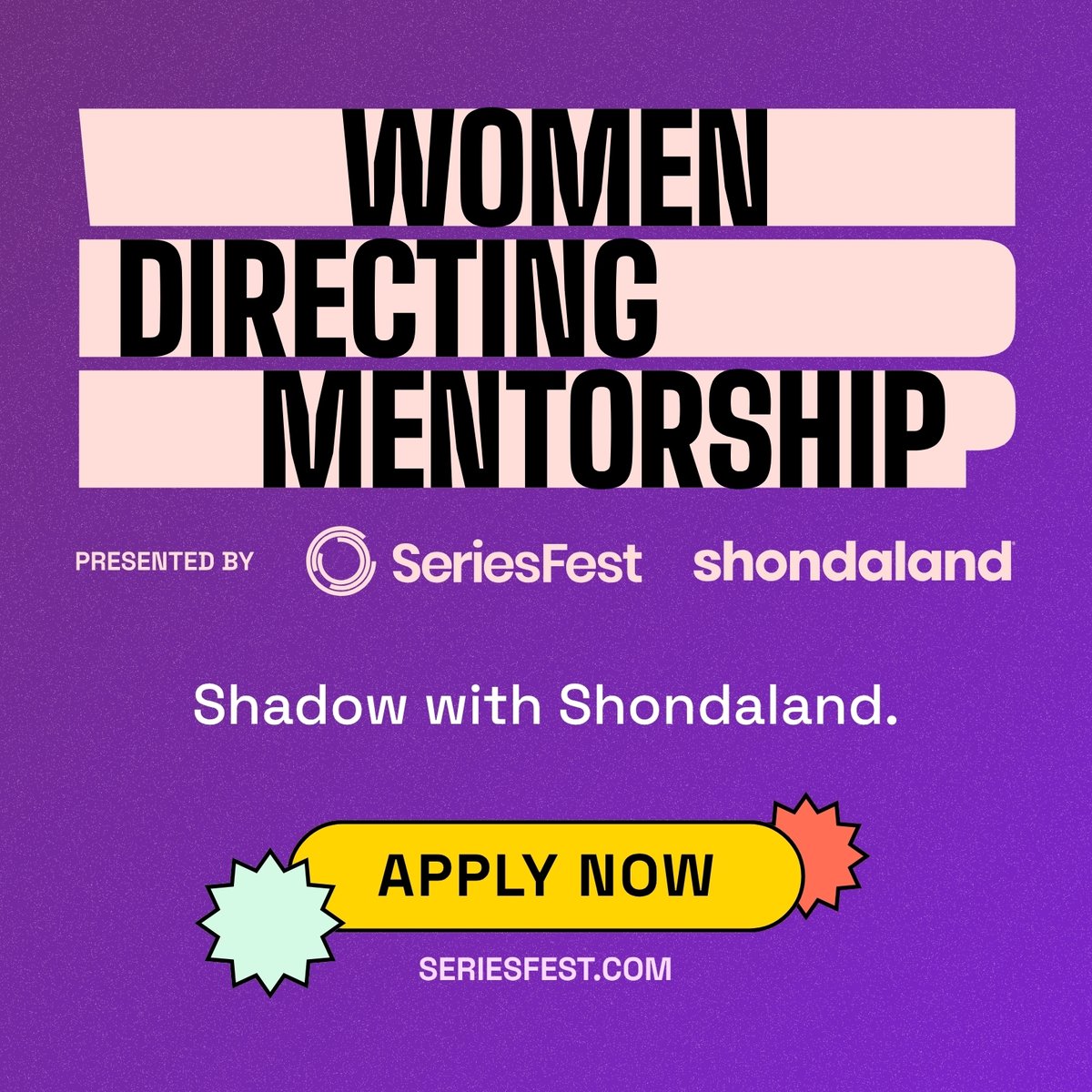 SeriesFest's tweet photo. SeriesFest &amp; @shondaland  are back for the 8th cycle of the Women Directing Mentorship: a competition built to discover aspiring women directors with bold, unique voices and give them a real launchpad for their careers.

Learn more &amp; apply at https://t.co/elle21PcI8 https://t.co/8VOFBMjLLI