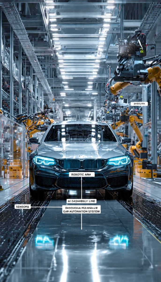 Michalejhons11's tweet photo. Steel and circuits, minds awake,  
Robots build what hands can't make.  
Sensors whisper, motors sing,  
Future drives on auto wing.  

No delay, no tired eyes,  
Precision in each bolt that ties.  
Car automation, bold and bright,  
Engineering dreams take flight. https://t.co/taVDQNaE0p