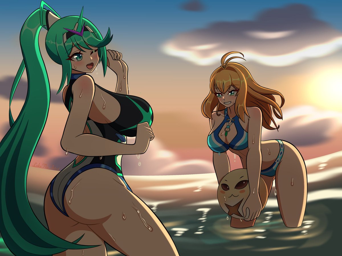 ArtistLoke's tweet photo. Pneuma and Fiora having fun in the summer

#Xenoblade #XenobladeChronicles2 https://t.co/1GpDMLdk6l