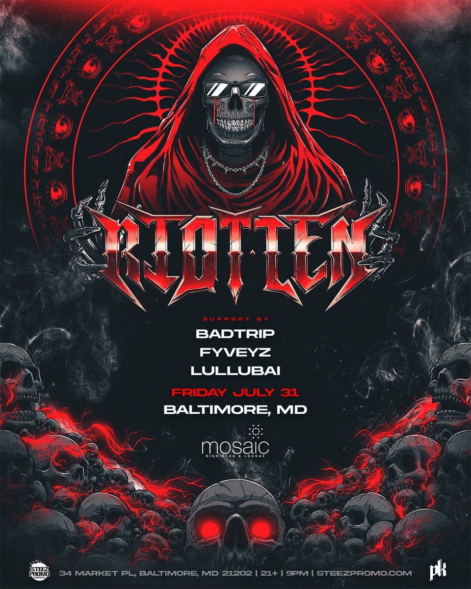 SteezPromo's tweet photo. For the ones still standing. 😈
Late-night headbanger hours with @riottenmusic next weekend at Mosaic Ultra Lounge 🦉
➕ Badtrip, Fyveyez, Lullubai

📆 Friday, July 31
⏰ 9 PM - 2 AM
🔊 PK Sound 
🖇️ https://t.co/0Twp7izYXz https://t.co/D76BfAYZh2