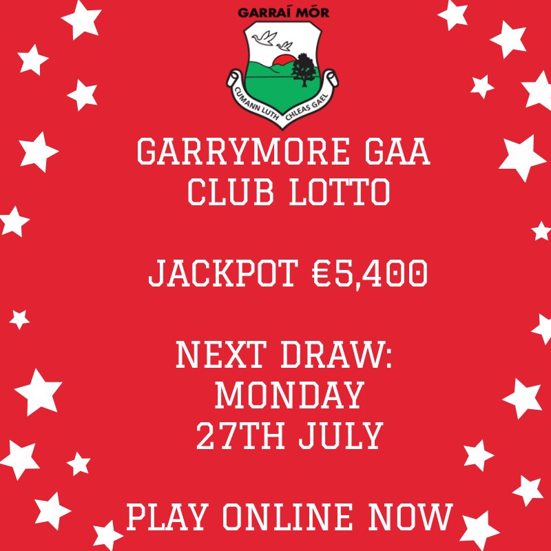 Garrymoregaa's tweet photo. Play our club lotto online now for a chance to win our jackpot of €5,400 or one of three €50 prizes.

Play Online Here: https://t.co/EArNgitz7L https://t.co/cCg624vIhW
