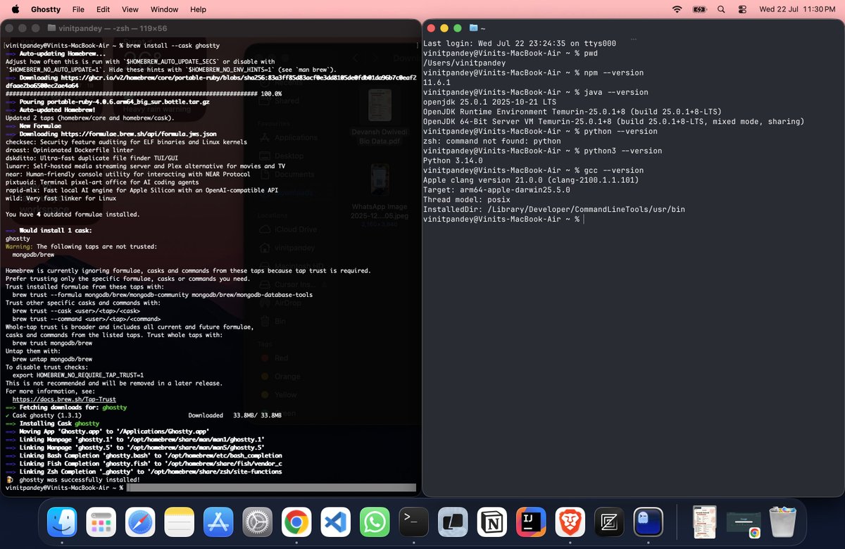vinniit_23's tweet photo. I don't know why but I installed Ghostty👀 https://t.co/OaMEUaMqFP