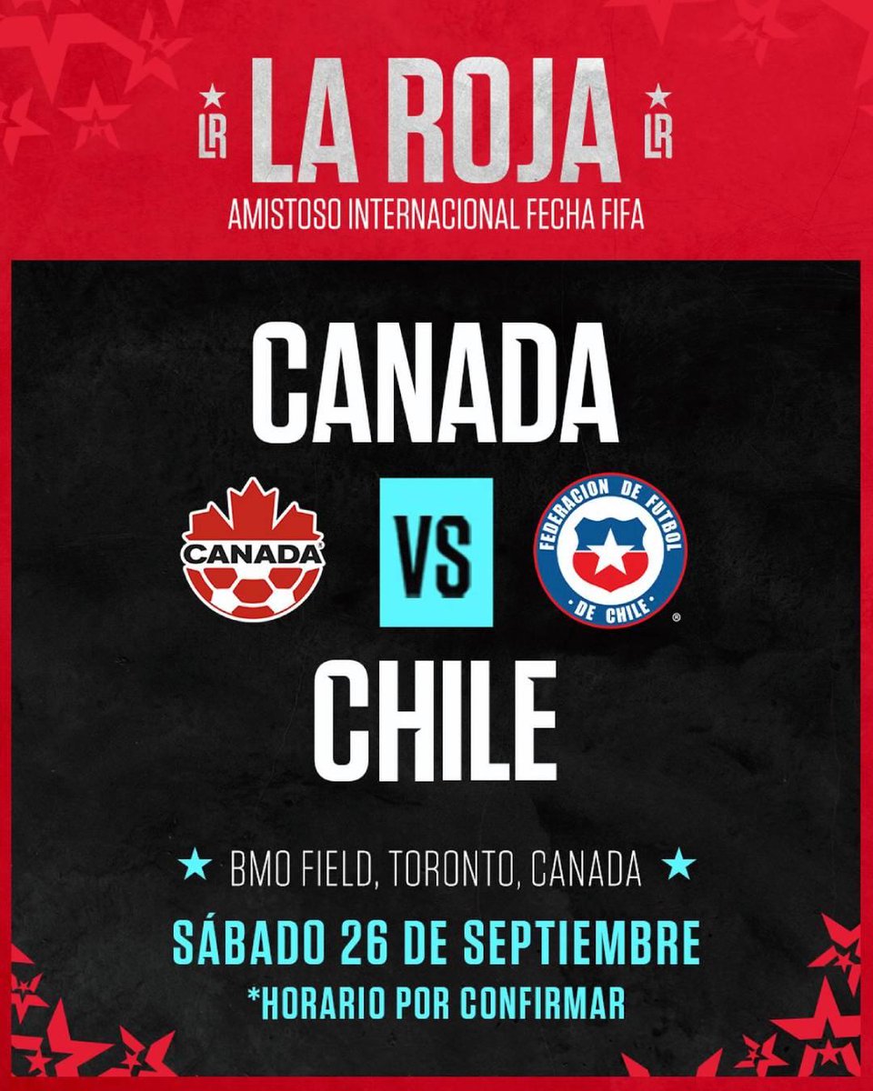 Bolavipcl's tweet photo. 🚨 La Roja tiene nuevo amistoso confirmado. 🇨🇱

🍁 El equipo comandado por Nicolás Córdova enfrentará a Canadá el próximo 26 de septiembre en Toronto, en un duelo que marcará el reencuentro entre ambas selecciones tras el polémico partido de la Copa América 2024. 👀 https://t.co/LYJEQGzZcL