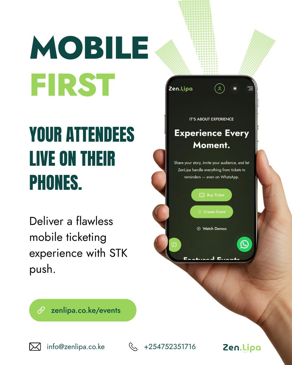 zenlipaltd's tweet photo. Buying a ticket should be as natural as using your phone ๐
ZenLipa's instant STK push lets attendees grab their spot in seconds โ fast, secure, effortless.
https://t.co/cznnV6vJOG
#ZenLipa #MobileTicketing #BeMoreZen https://t.co/BAsx4msBMK