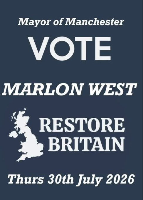Alexandr4Denman's tweet photo. Calling on Manchester ....Marlon West will be your only chance to get the city you once knew and the place where children and women were once safe to walk about happily back again ! This is your chance to start fighting back with a man leading the charge for change ! VOTE MARLON WEST !