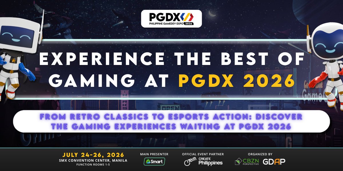 PhilITOrg's tweet photo. The @phgamedevexpo 2026 is set to deliver an unforgettable gaming experience for every type of player, bringing together nostalgia, competition, and innovation this July 24–26 at SMX Manila. https://t.co/RdI47bS00H #PGDX2026 #PGDX #PressStart4More #Go4thAndGameOn #PGDXREIN4CED https://t.co/IC8fQv2RTL
