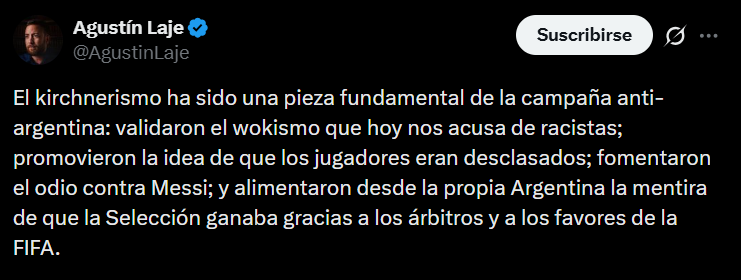 LaInca_'s tweet photo. - Le chupan la pija a Israel
- Le chupan la pija a Trump y a Marco Rubio
- Le chupan la pija a Musk y Thiel
- Atacaron al Chiqui Tapia
- Alabaron a Thatcher
- Votaron a contramano del mundo en toda resolución de derechos humanos
- Venden el país en mesa de saldos a EEUU https://t.co/WmNm0U4EuV