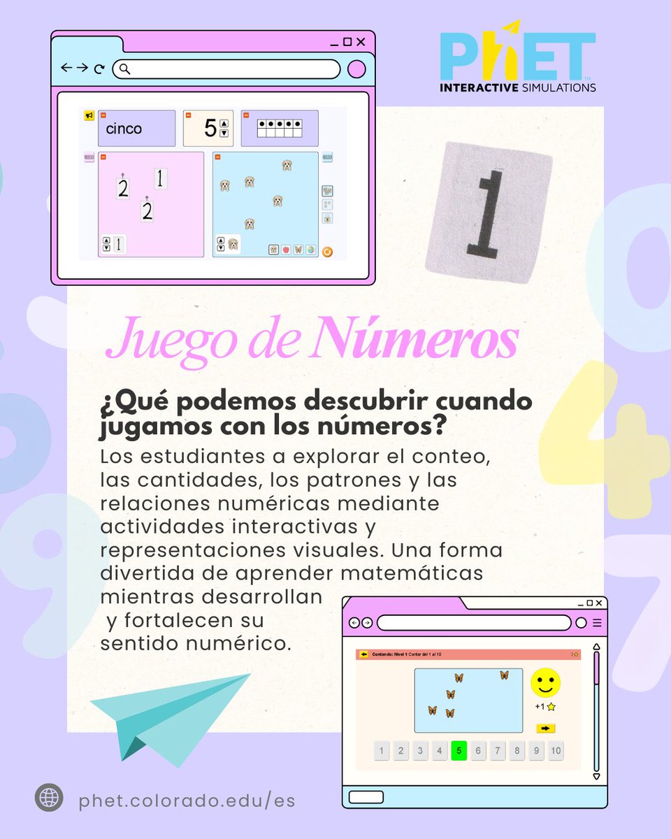 PhETsims_es's tweet photo. 🔢 Muchos docentes conocen PhET por sus simulaciones de ciencias, pero también ofrece recursos para preescolar y primaria. 🚀 Fortalece el sentido numérico de tus estudiantes con simulaciones interactivas de matemáticas. ¡Descúbrelas en nuestro sitio web! https://t.co/KAKXm3f8bF https://t.co/4GaeXOcTxK