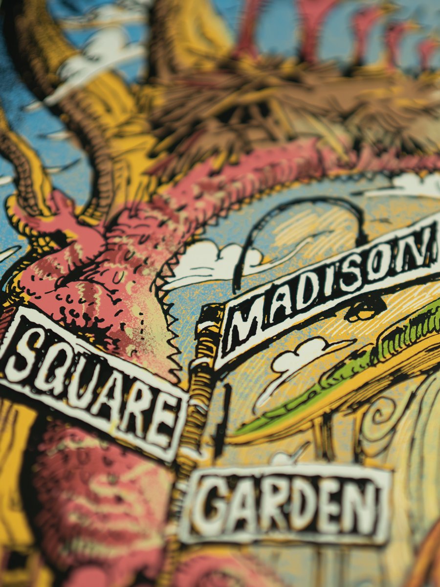 phishdrygoods's tweet photo. And finally, our fifth LE print available for the run by Maarten Donders. 18”x24” screenprint, numbered. Main Edition of 996. Printed by The Half and Half. 

Our early Dry Goods poster + merch stand will open at Chase Square (at 32nd + 7th) all 5 show days from 2PM-5PM. Biggest stash of posters will be available at this location early, versus inside. We’ll have all five available each show day. A very limited number of posters will be available inside the venue at doors alongside all merch.