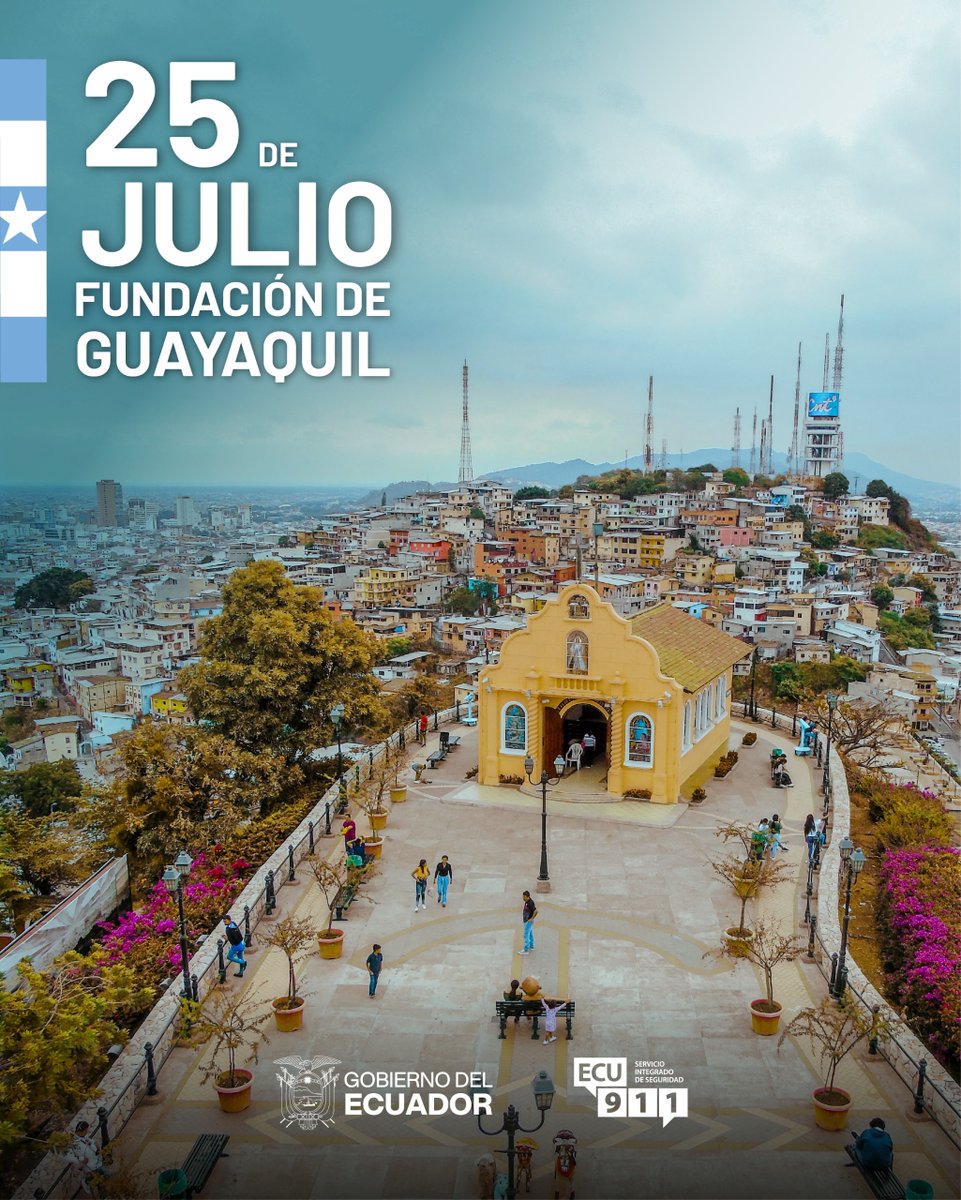 ecu911sambo's tweet photo. 💙🤍 #Guayaquil | Hoy celebramos a la ciudad que con su historia, fuerza y espíritu emprendedor se ha convertido en un símbolo de identidad para todos los ecuatorianos.

En sus fiestas de fundación, el #ECU911 saluda a sus habitantes y reafirma su compromiso de continuar trabajando 24/7 al servicio de la ciudadanía y en coordinación permanente para la atención de emergencias.

¡Viva Guayaquil! 🎉

#LíneaÚnicaParaEmergencias