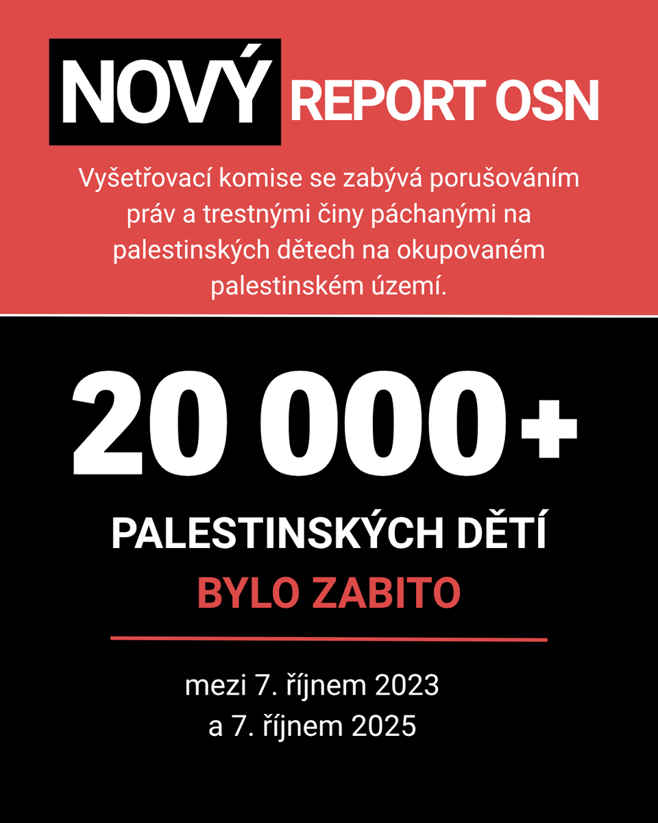 CLOVEKVTISNI's tweet photo. 1/2
Děti by nikdy neměly nést následky konfliktů. ❤️🩹
Nedávná zpráva vyšetřovací komise #OSN dokumentuje závažná porušení práv palestinských dětí od 7. října 2023, kdy začala válka v Gaze poté, co hnutí Hamás provedlo teroristický útok na Izrael. OSN také vyzývá k okamžitému vyvození odpovědnosti.