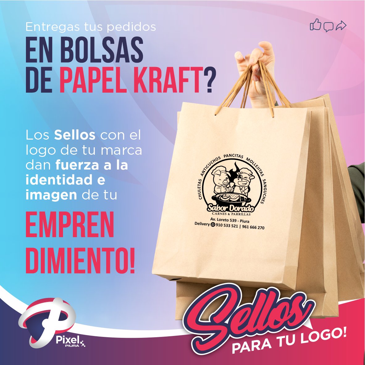 pixelpiura's tweet photo. 🙆¿Tus clientes reciben sus pedidos en bolsas kraft sin personalidad?
💮Con un sello personalizado, cada bolsa🛍 se convierte en un anuncio ambulante tu logo, tu estilo y tu identidad estarán presentes en cada entrega.

#SellosPersonalizados #BolsasKraft #sellospiura #RegiónPiura https://t.co/nRYHm1LNEu
