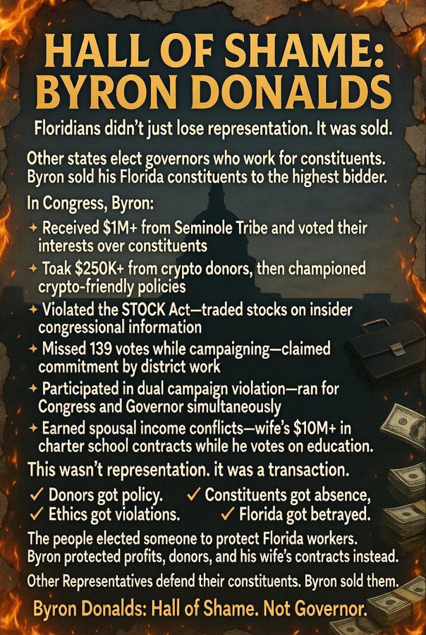 DovorahDovorah1's tweet photo. #Florida 
#Governor
Never BYRON https://t.co/HQPOYQE7HI
