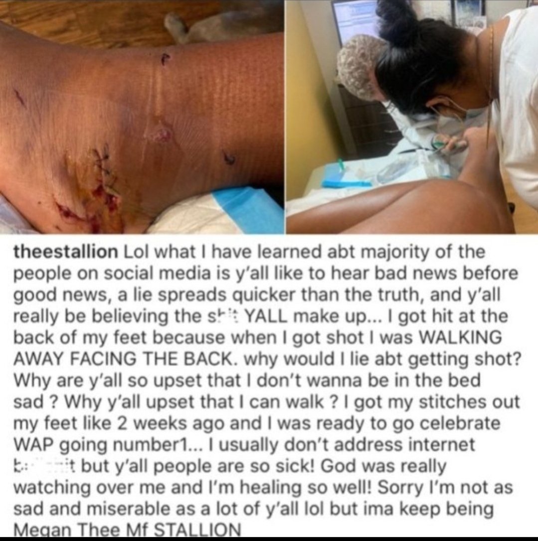 TheQueenIsM3's tweet photo. "A lie spread quicker than the truth will &amp; y'all really be believing the shit YALL make up...I got hit at the back of me feet because when I got shot I was WALKING AWAY FACING THE BACK. Why would I lie about getting shot"  Megan thee stallion 2020

-LAPD footage released in 2025 https://t.co/jkweuhSO2P