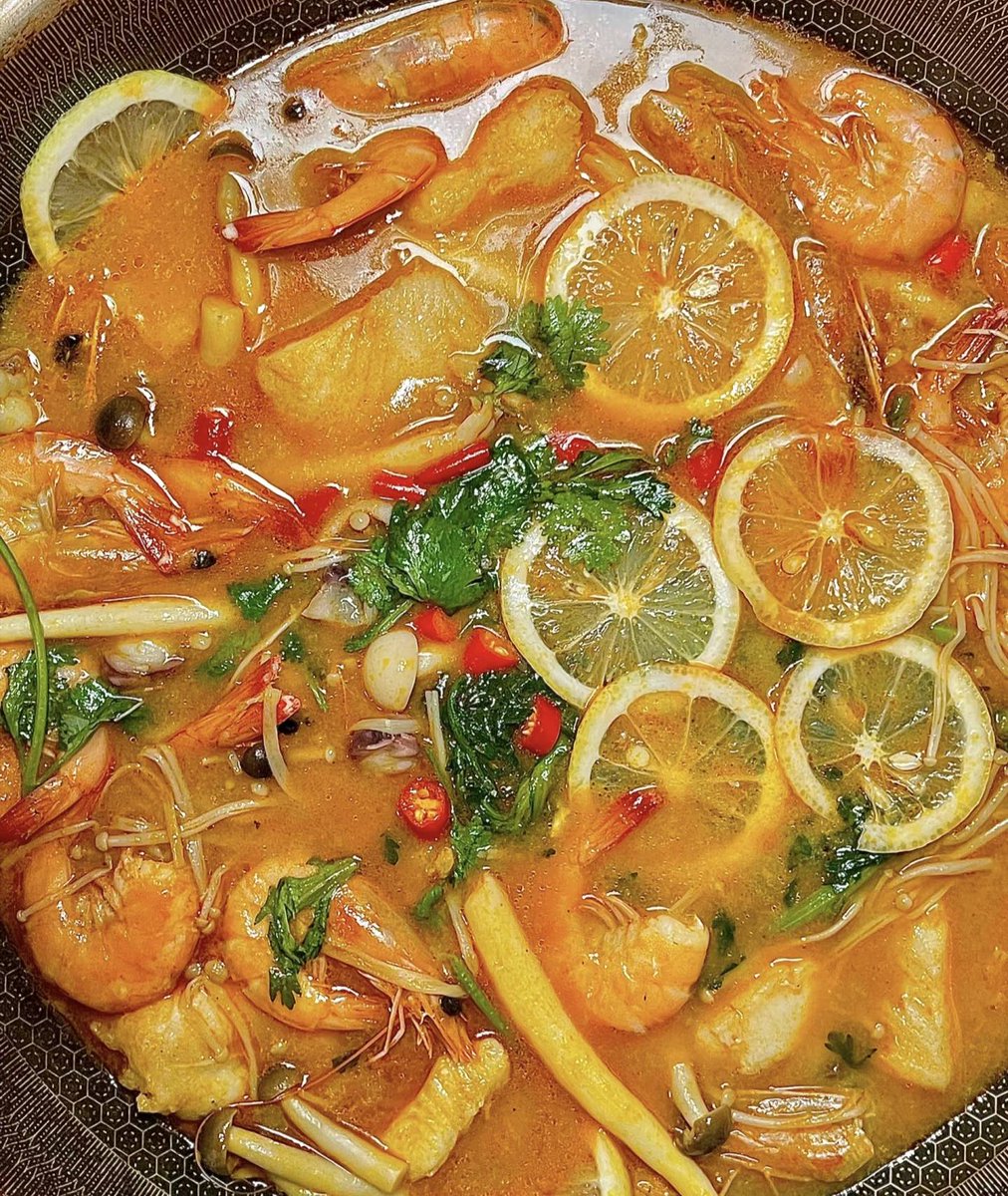 BLavone7543's tweet photo. Creamy Tom Yum Goong with plump shrimp u0026 kaffir lime leaves – Thai comfort in a bowl, spicy-sour perfection that hits different! https://t.co/KsOZEgCfMt