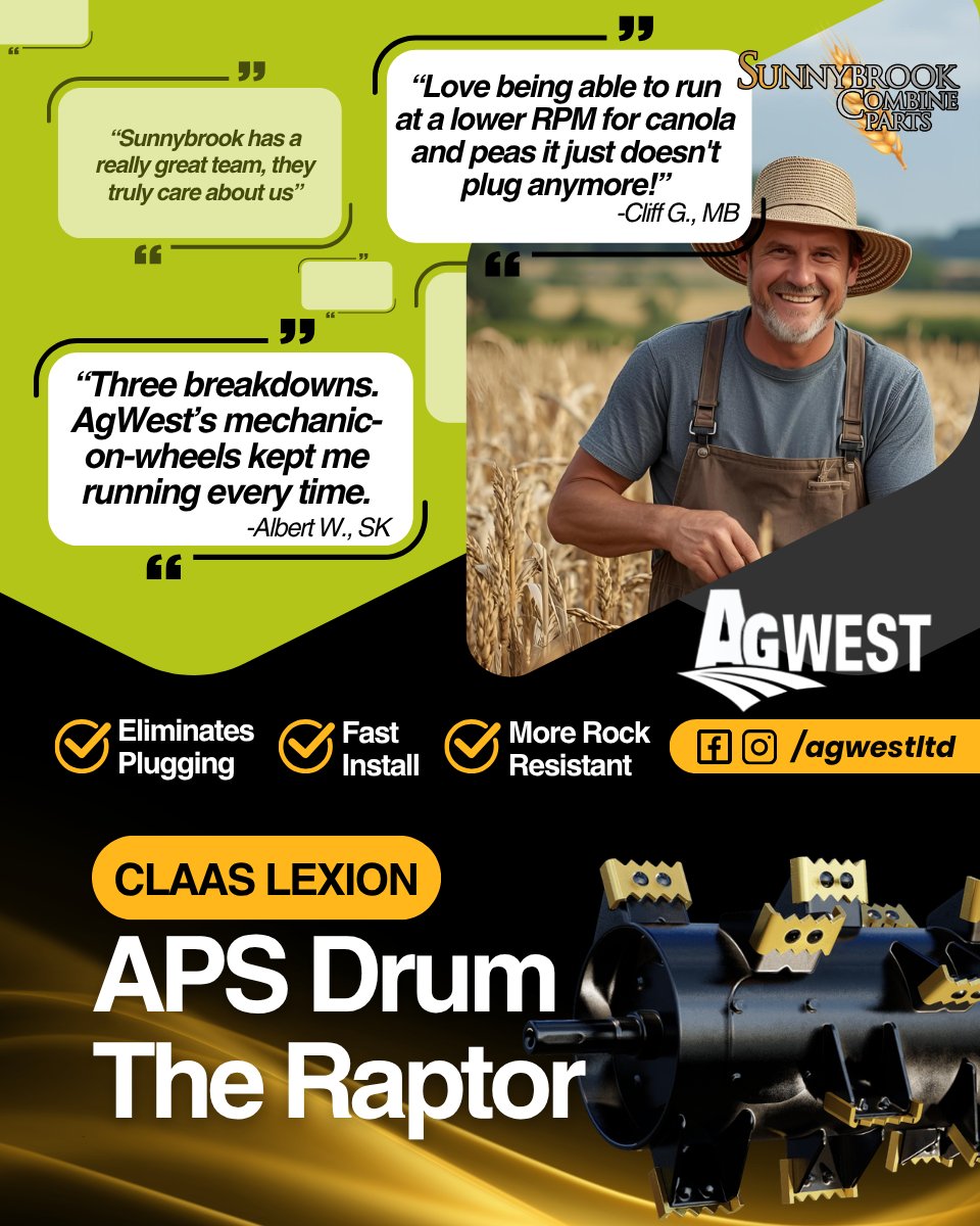 Sunnycombine's tweet photo. The Raptor XD APS Drum is built for high-capacity feeding and designed to handle tough crop conditions with confidence.
Compatible with CLAAS 7000 and 8000 Series combines.
Available through AgWest Ltd.: https://t.co/AQGAW6C3Gz
#Sunnybrook #CLAAS #Harvest #Combine #AgWest https://t.co/sO0jld1cKs