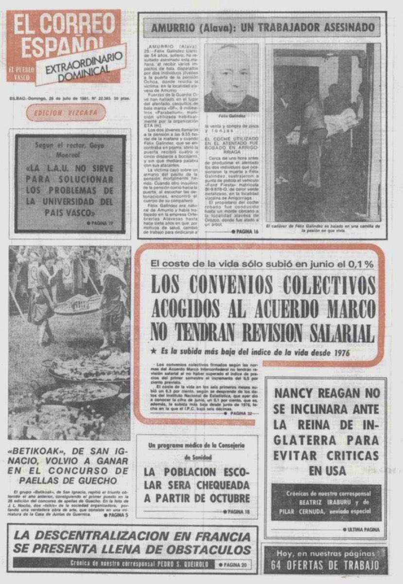 MemorialVT's tweet photo. 25/07/1981. Amurrio. Se cumplen 45 años del asesinato por ETA-m del comercial inmobiliario FÉLIX GALÍNDEZ LLANO. Dos etarras llamaron a la puerta de la pensión en la que vivía. Félix abrió la puerta y sin mediar palabra le dispararon. 4 años después asesinaron a su hermano. https://t.co/9BMa32KgNI