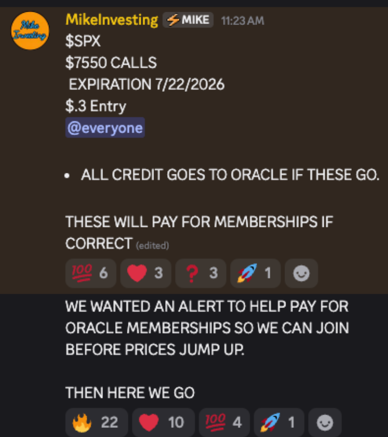 ecarter2020's tweet photo. @MrMikeInvesting 
Another Loser from ORACLE!!

DO NOT GET SCAMMED INTO BUYING THIS CRAP!
That is 0-5 alerts over the past 2 months given out for free to discord channel. https://t.co/fK2H0dd8Pj