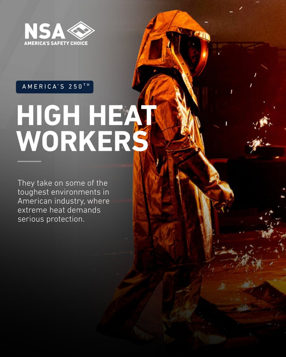 thinkNSA's tweet photo. American industry is forged by workers who step into heat most people never see.

From foundries to steel mills, they take on radiant heat, molten metal, and sparks to keep America moving. NSA is proud to help protect the workers behind it.
https://t.co/XHyZLwMIpz

#America250 https://t.co/uD5aAe3nGY