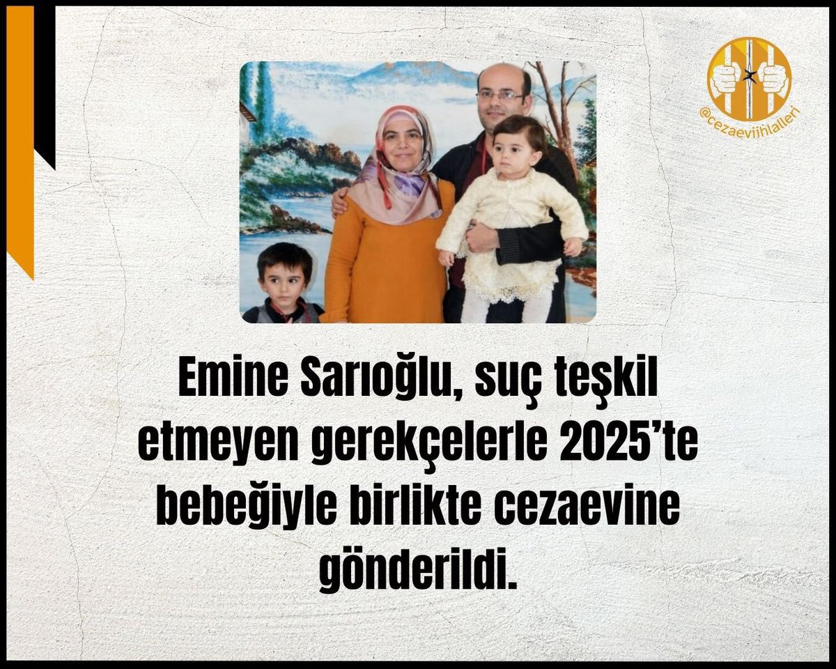 yasar4251's tweet photo. Emine Sarıoğlu, dersane de çalışma, banka hesabı gibi suç teşkil etmeyen gerekçelerle 27 Ekim 2025'te 20 aylık bebeği Azra ile birlikte Sincan Cezaevi'ne konuldu. Dışarıda ise 5 yaşında bir çocuğu daha var.

AzraBebek Hapiste https://t.co/WytuweRs8C