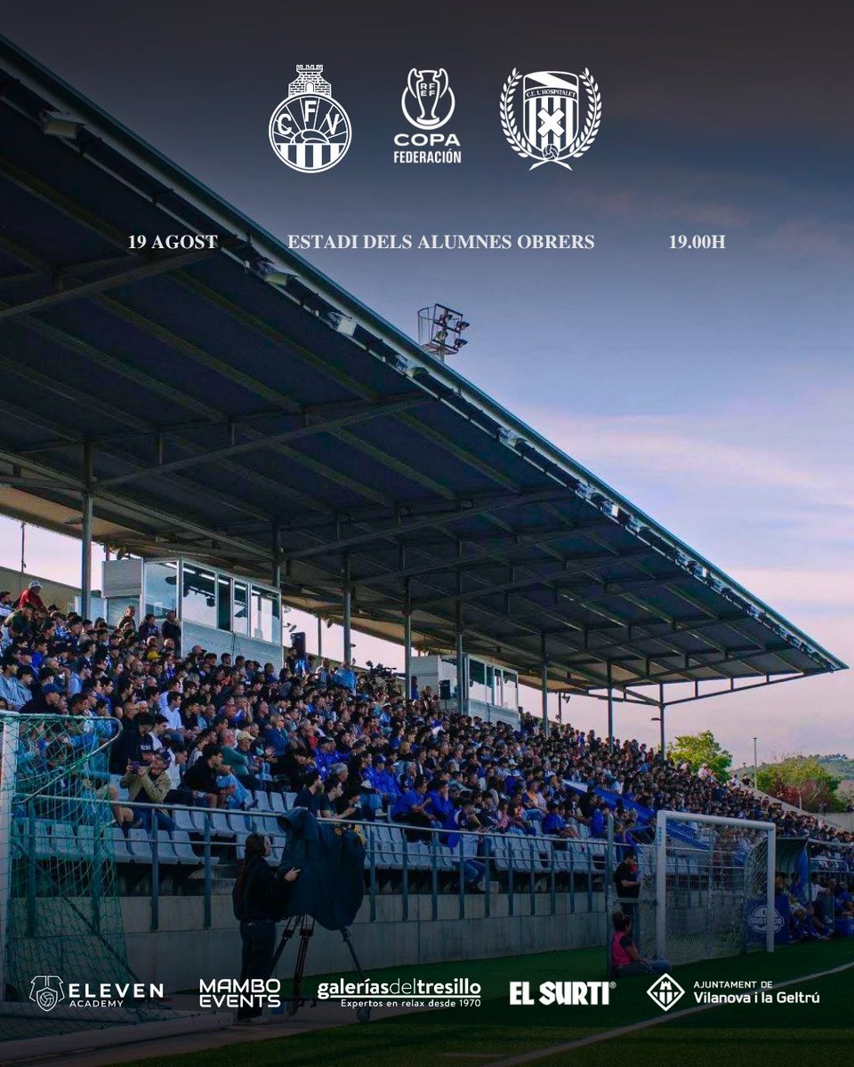 cfvng's tweet photo. 🔄 Canvi a la pretemporada!

❌ S’anul·la el partit contra el Girona FC Juvenil DH.

🏆 El 19/08 (19.00 h) rebrem el CE L’Hospitalet a la Fase Autonòmica de la #CopaFederació.

🎟️ Entrada gratuïta per als residents del Garraf i el Penedès amb DNI.

➕ 26/08 | 🆚 Terrassa FC https://t.co/CQ2A6BBvL8
