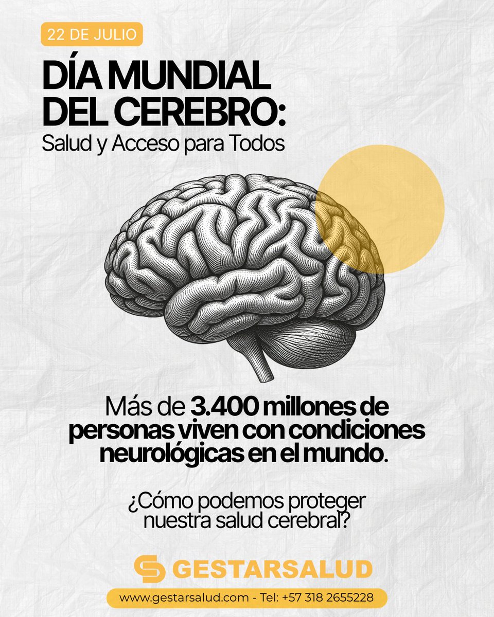 Gestarsalud's tweet photo. 🧠 En el #DíaMundialDelCerebro conmemoramos la salud cerebral para todos. Más de 3.400M de personas viven con condiciones neurológicas.
Cuidar tu presión arterial y glucosa. Haz ejercicio, come bien y duerme. Evita tabaco y alcohol. https://t.co/C7SIu3tclY
