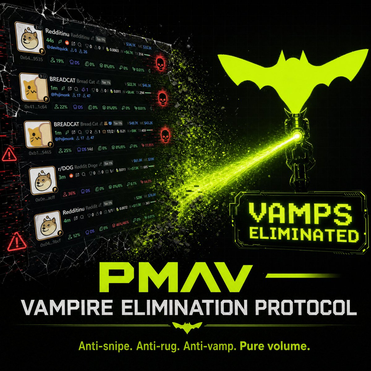 pmavfun's tweet photo. The onchain vamps won't stop until the trenches shift to pmav 🦇 https://t.co/yF2dPdYZsR