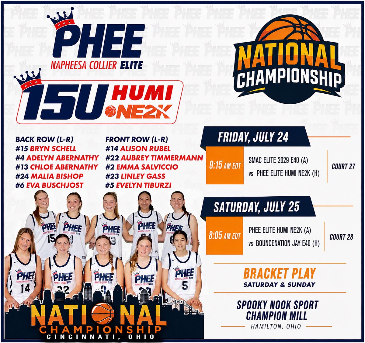 AdelynAbernathy's tweet photo. Schedule for Cinci!!! Can’t wait!! Last one of the season!!!
Come watch!!!
@PheeElite @NE2K_Rich @NE2KHoops @Coach_Brent24 https://t.co/ZgZbaC70Wj