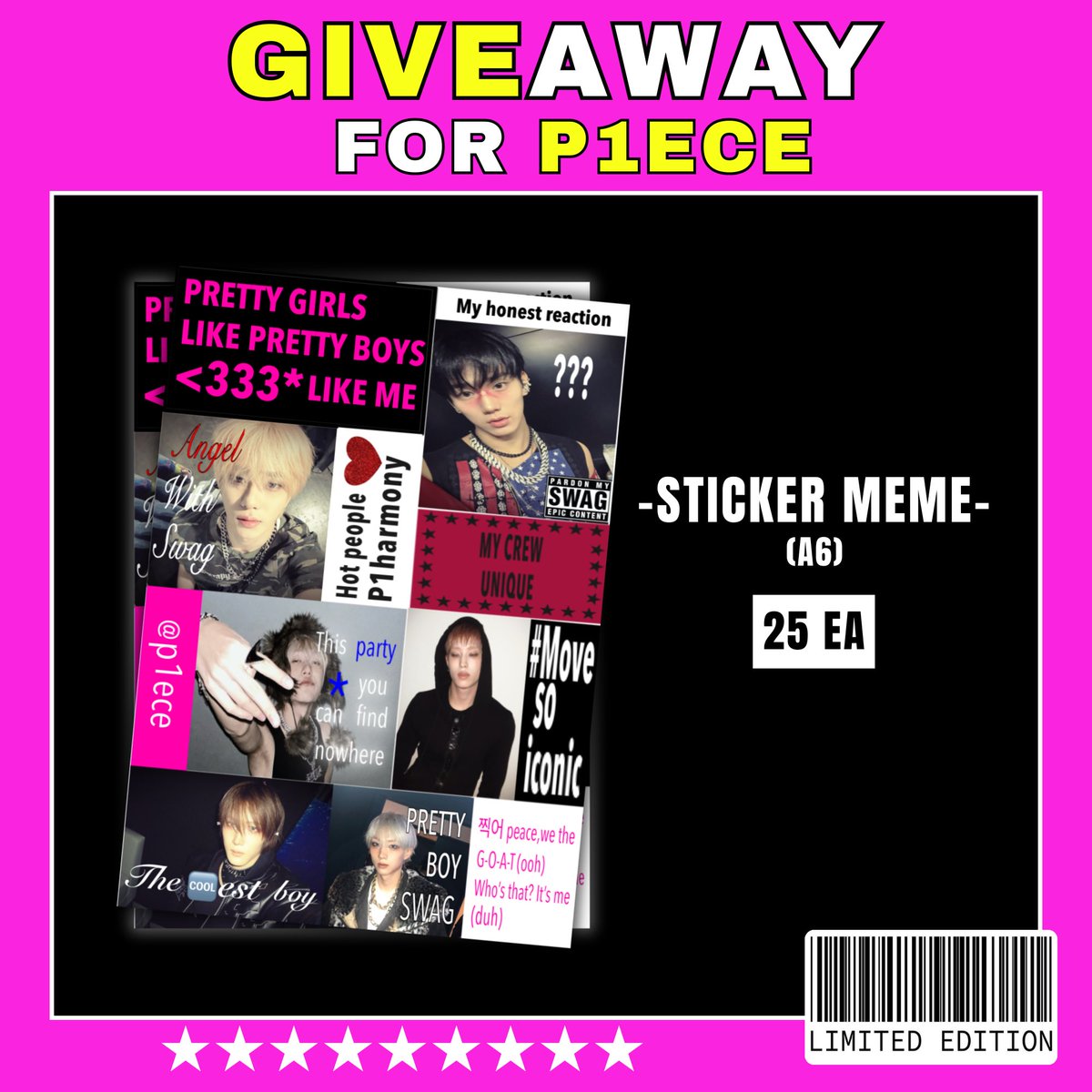tmncp1's tweet photo. 𝗚𝗜𝗩𝗘𝗔𝗪𝗔𝗬 ✴️•• (pls kindly rt :3 )

⭑STICKER MEME : 25 SET ♨️

📍MCC HALL The Mall Lifestore Bangkae.
(22 Aug 2026) tba.

#BEUNIQUEinBANGKOK 
#P1Harmony2026AsiaStage https://t.co/hbFj3vFF4A