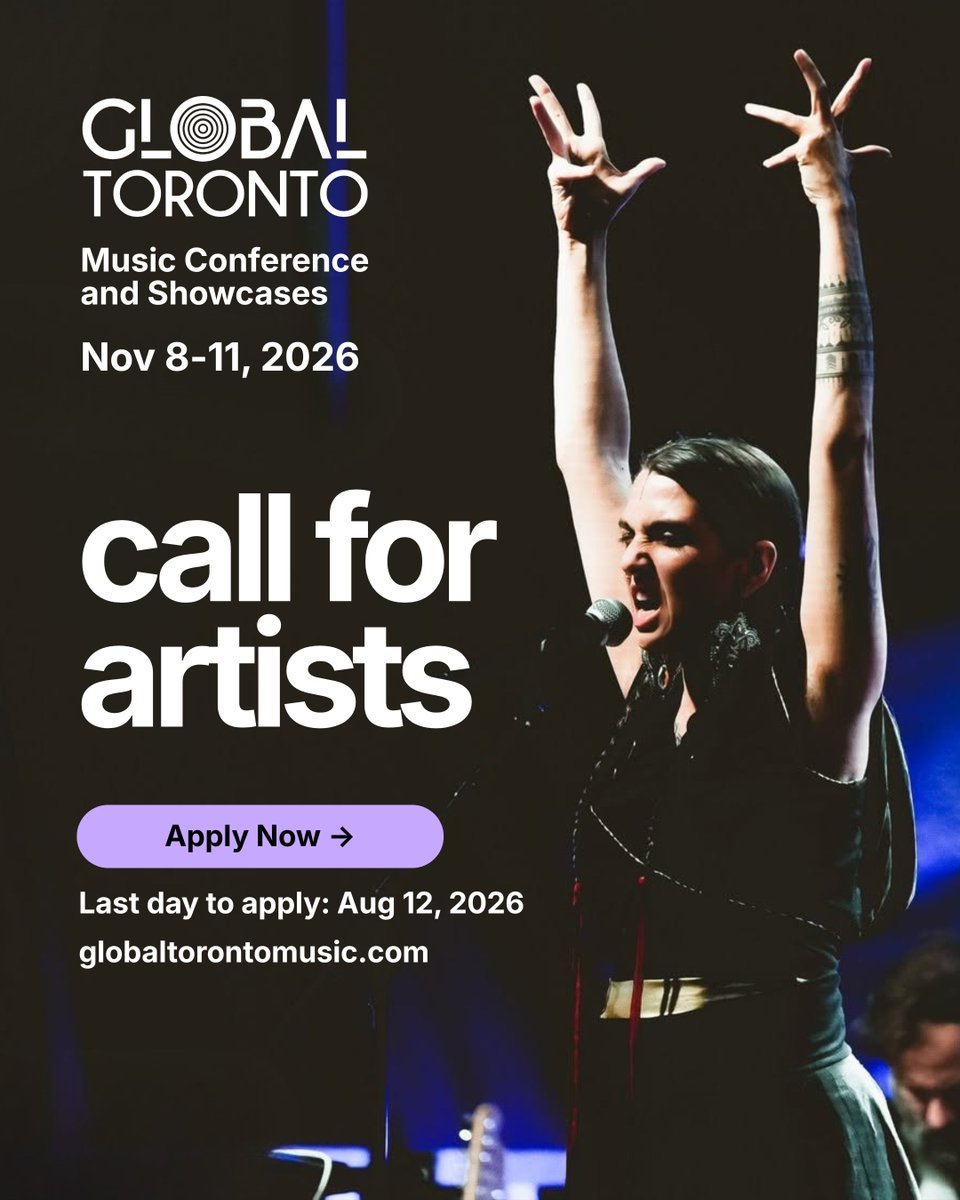 GlobalTOMusic's tweet photo. Applications to showcase at Global Toronto 2026 are now open!

Musicians from across Canada who engage with global music traditions in innovative ways are invited to apply. 

Selected artists will perform and receive complimentary access to all conference programming. https://t.co/oSlvw0PAEt