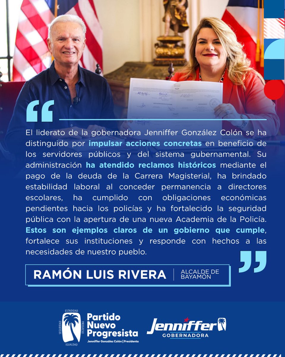 pnp_pr's tweet photo. Los alcaldes del #PNP reiteraron hoy su respaldo a la gobernadora Jenniffer González Colón y destacaron que la estabilidad fiscal, la inversión histórica en infraestructura y el trabajo coordinado entre el Gobierno de Puerto Rico y los municipios continúan produciendo resultados concretos para beneficio de los ciudadanos. 🌴
