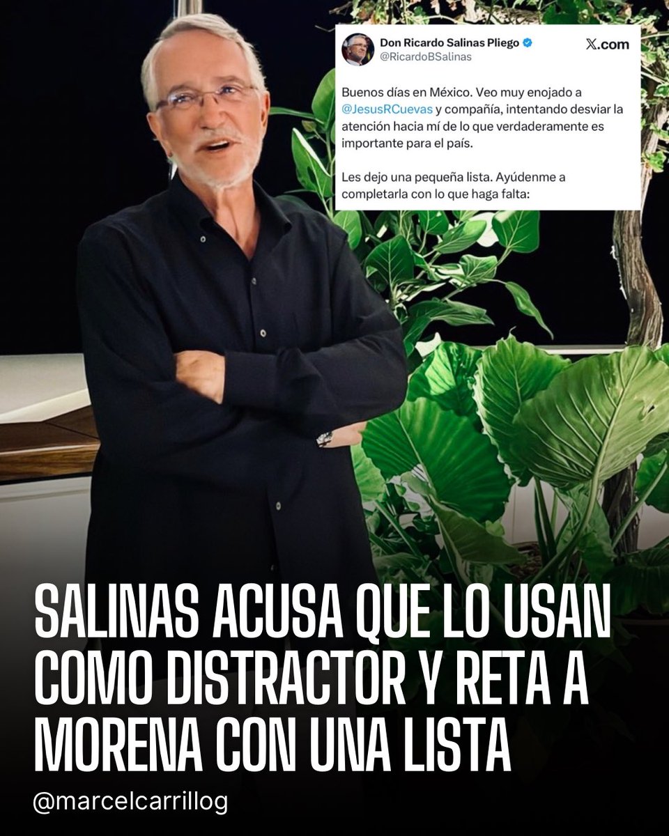 marcelcarrillog's tweet photo. Gancho al hígado de @RicardoBSalinas al narcopropagandista del régimen @JesusRCuevas, uno de los más grandes criminales que heredó Sheinbaum de su patrón López Obrador.

En un tuit lo acusa de encabezar una campaña mediática en su contra junto con sus perras a sueldo, como @PonchoGutz, y les sacó una pequeña lista de algunas de las más grandes contradicciones de los narcos en el poder. Cosas de las que no hablan porque los exhiben como lo que son: unos delincuentes.