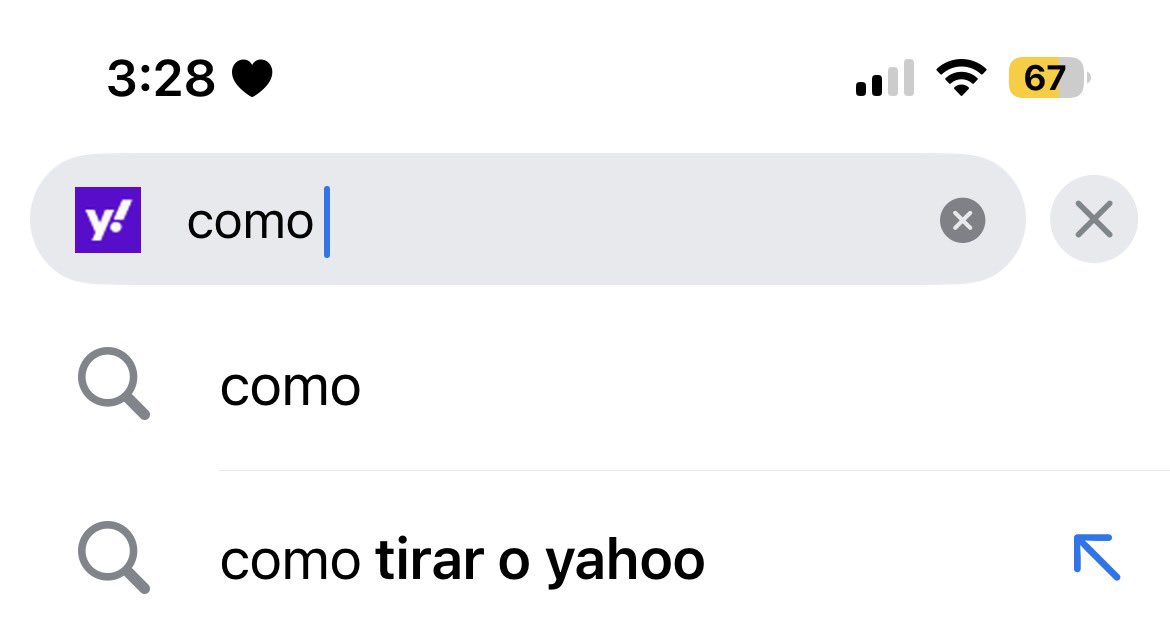 LennonMorango's tweet photo. Comecei a usar o yahoo como navegador padrão do chrome pra me livrar daquela IA maligna indestrutível e essa recomendação de busca me entristeceu, tadinho do yahoo https://t.co/frrCt5ev1G