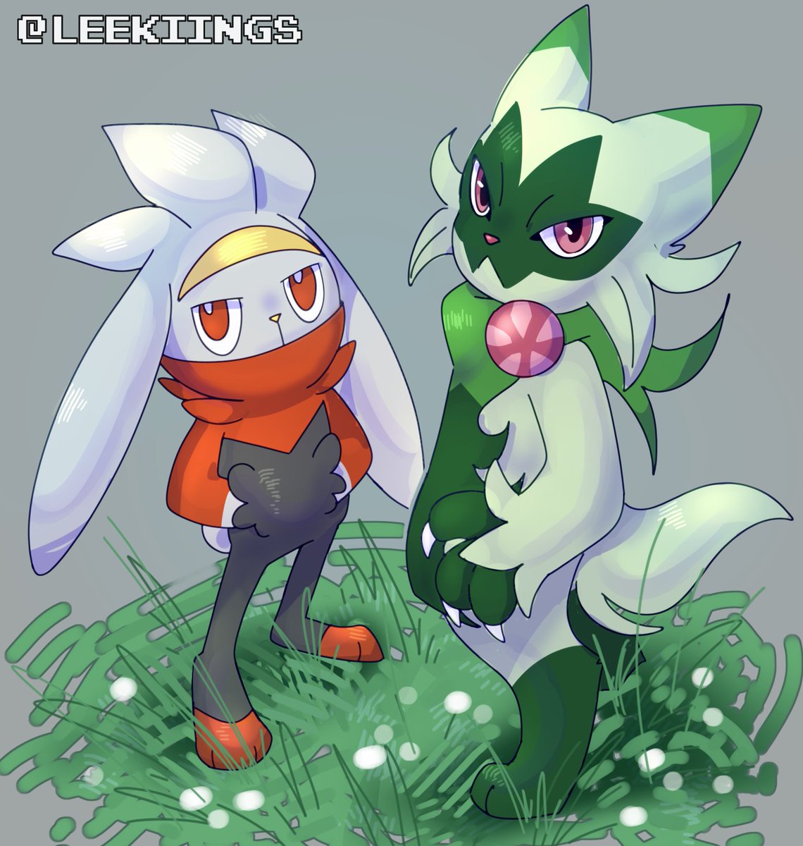 leekiings's tweet photo. some duo i just made up and it's just my two favorite middle starter evos https://t.co/NkSv7nEQti