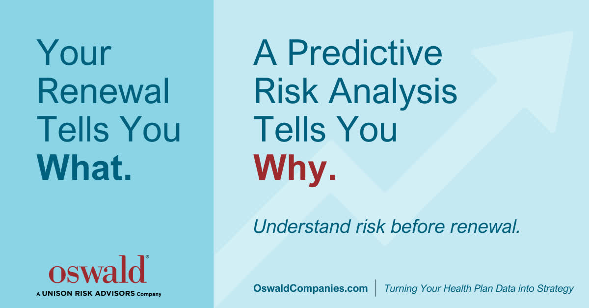 OswaldCompanies's tweet photo. What if your health plan data could tell you where your next cost challenge is coming from before it shows up at renewal? Learn how a Predictive Risk Analysis (PRA) helps employers move beyond assumptions and gain a clearer understanding of their popula... https://t.co/VXfZlXNBKV https://t.co/Myk0KM9ixj