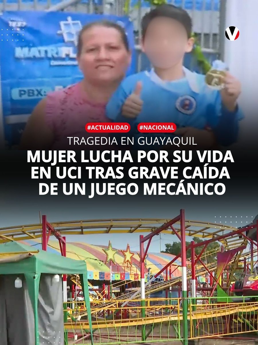 revistavistazo's tweet photo. 🔴 Ana Lucía es la mujer que cayó de un juego mecánico en un parque de atracciones ubicado en el sector de #Samanes, al norte de #Guayaquil. La víctima permanece en la Unidad de Cuidados Intensivos (UCI) de una clínica ▶️ https://t.co/c3p6GGV6rk https://t.co/QP0JP9dHUd