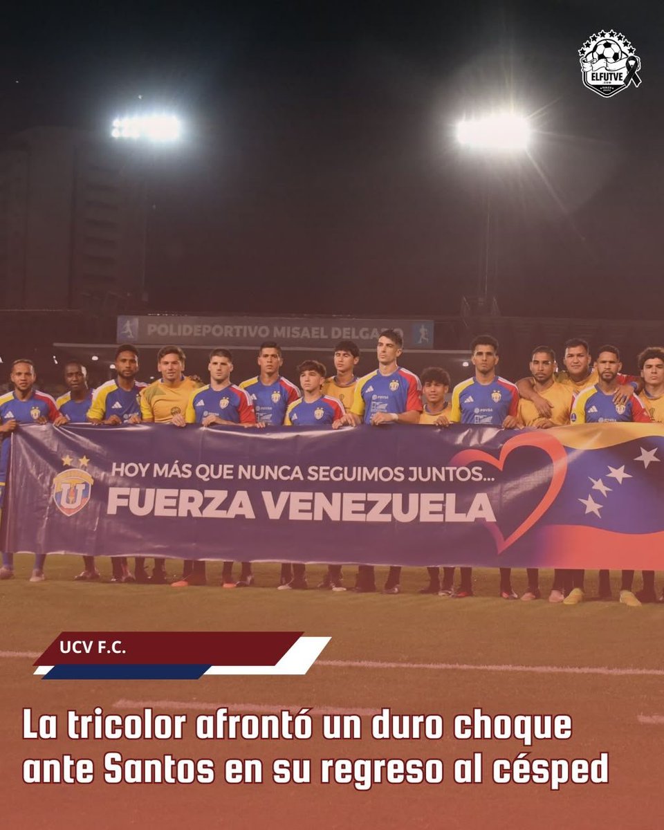 ElFutve's tweet photo. En su retorno a la competición UCV F.C. saltó al césped del Misael Delgado de Valencia ante Santos de Brasil, en el partido de ida de la repesca de la Copa Sudamericana 2026.
El conjunto brasileño logró imponer su jerarquía y efectividad con una victoria 1-4. https://t.co/VvhMMNe4Pg