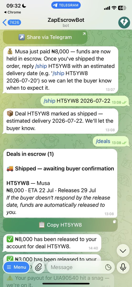 zaynab_eth's tweet photo. We built ZapEscrow for @apiconflagos x @monnify

I used to be a dropshipper and one ques I get from buyers is “are you legit? will you run with my money?”  my teammate @Khayrahdesigns had it worse she bought something on Tiktok, never got it, never got her money back either. https://t.co/O9bkuqpeyE